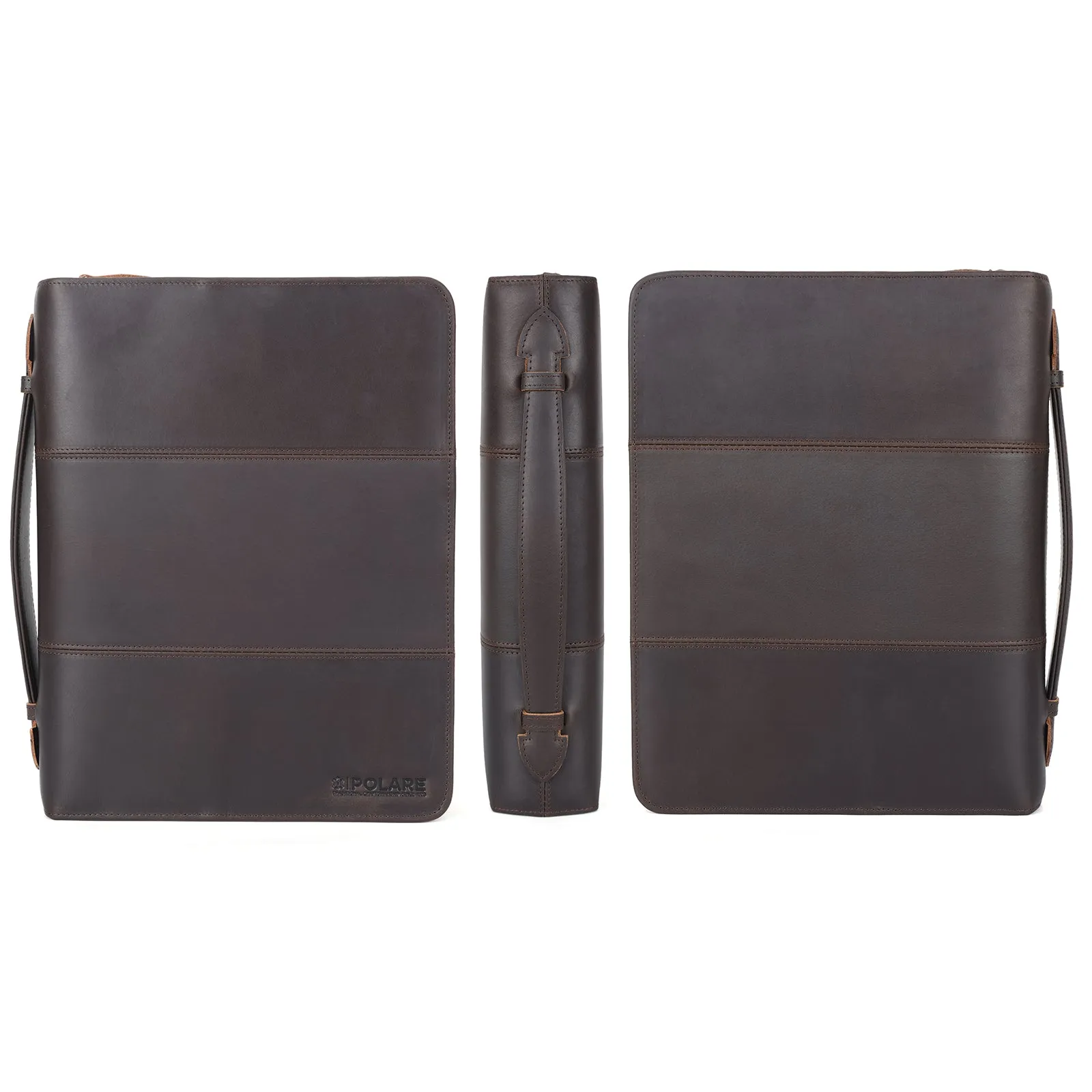 Polare Full Grain Leather Bible Case Book Protective Holder Bible Cover Church Bag Christian Religious Carrying Organizer Portfolio