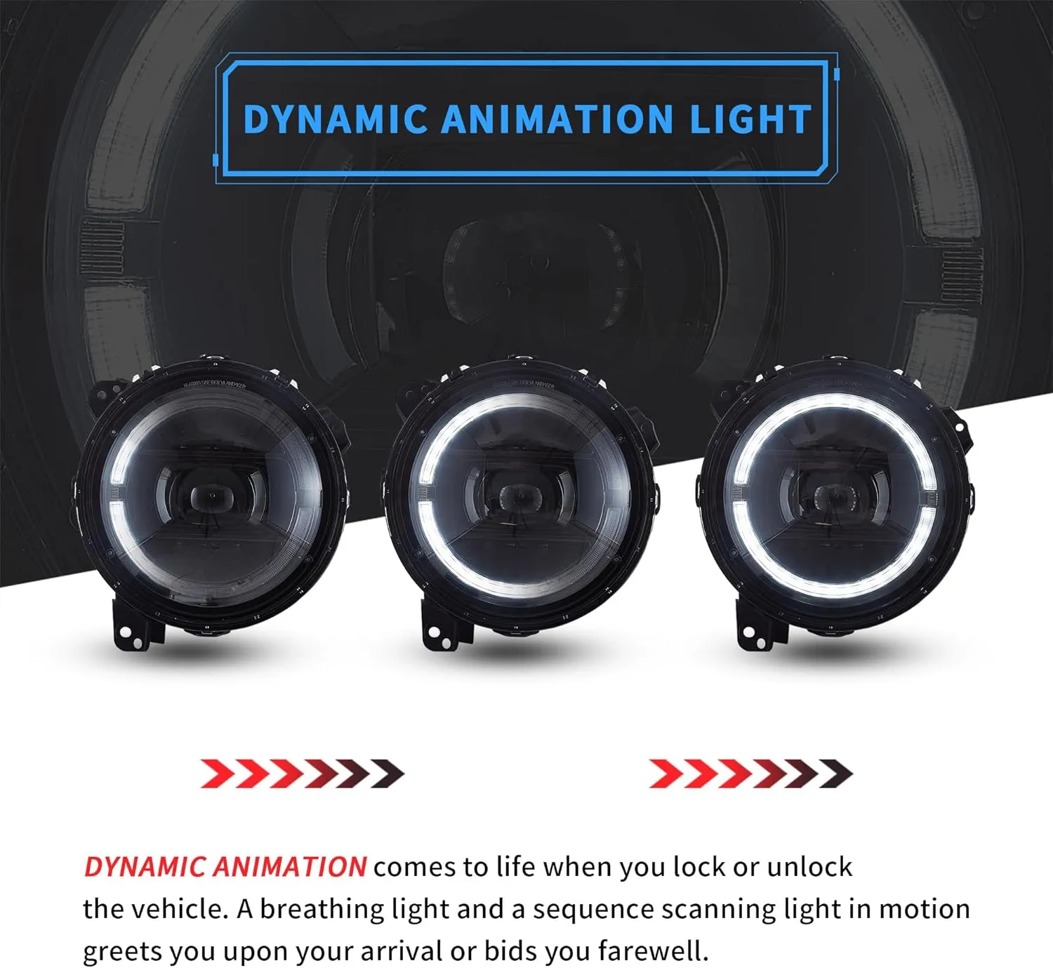 Projector LED Headlights with Dynamic Animation DRL for 2018-2024 Jeep Wrangler JL