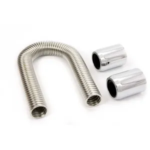 Racing Power 36" Long Radiator Hose Kit Chrome End Caps Stainless Polished - Kit