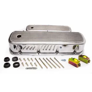 Racing Power Nostalgic -Tall Valve Covers Baffled Breather Holes Aluminum - Polished
