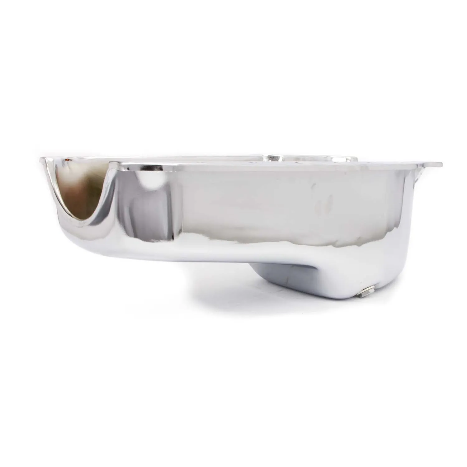 Racing Power Rear Sump Oil Pan - 4 Quart - 8 in Deep - Chrome - 1 Piece Seal - Small Block Chevy