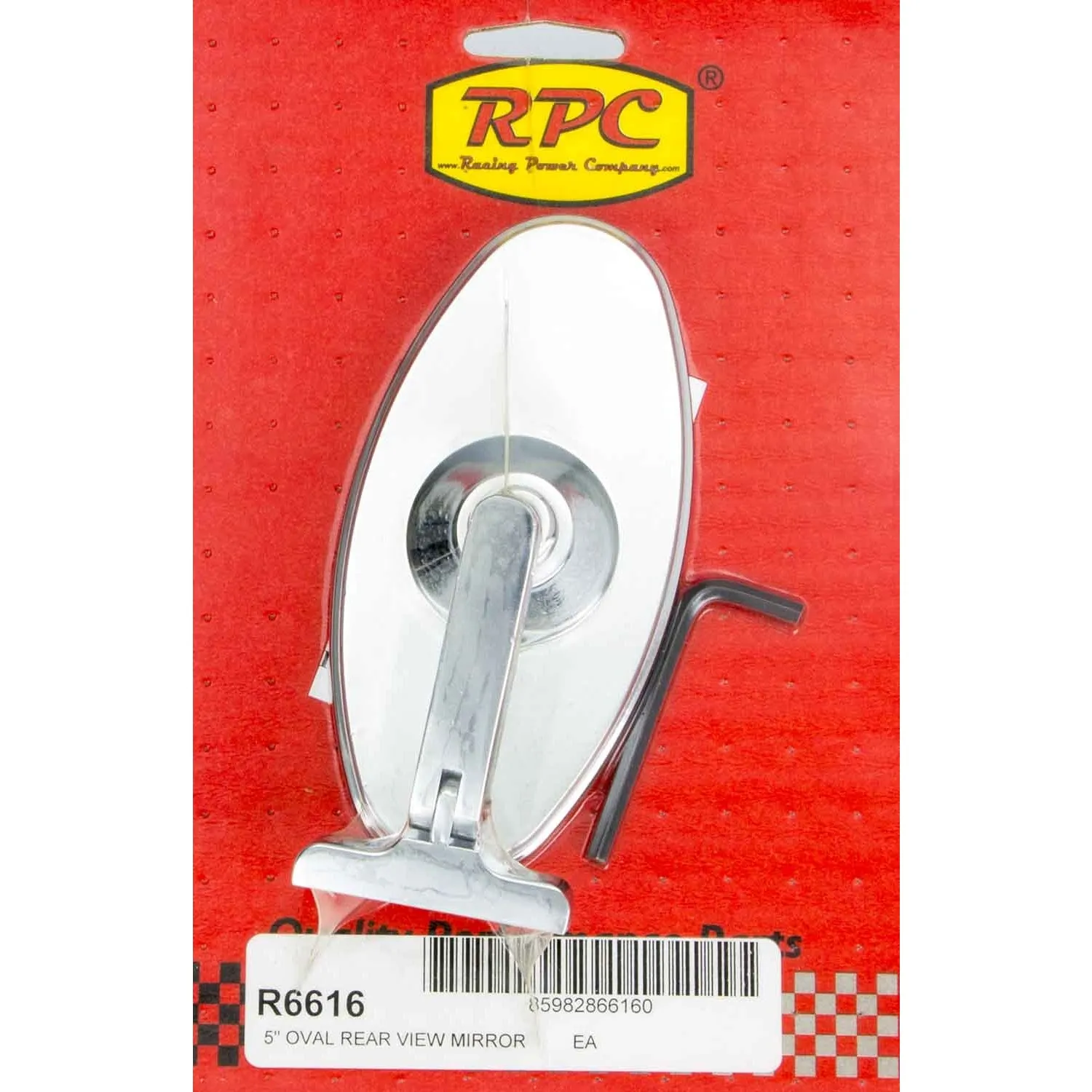 Racing Power Rear View Mirror 5" Oval Screw-On Steel - Chrome