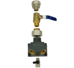 RapidAir MaxLine 1" Tubing Inlet Dual 1/2" Outlet Air Drop Port with Ball Valve M8203V