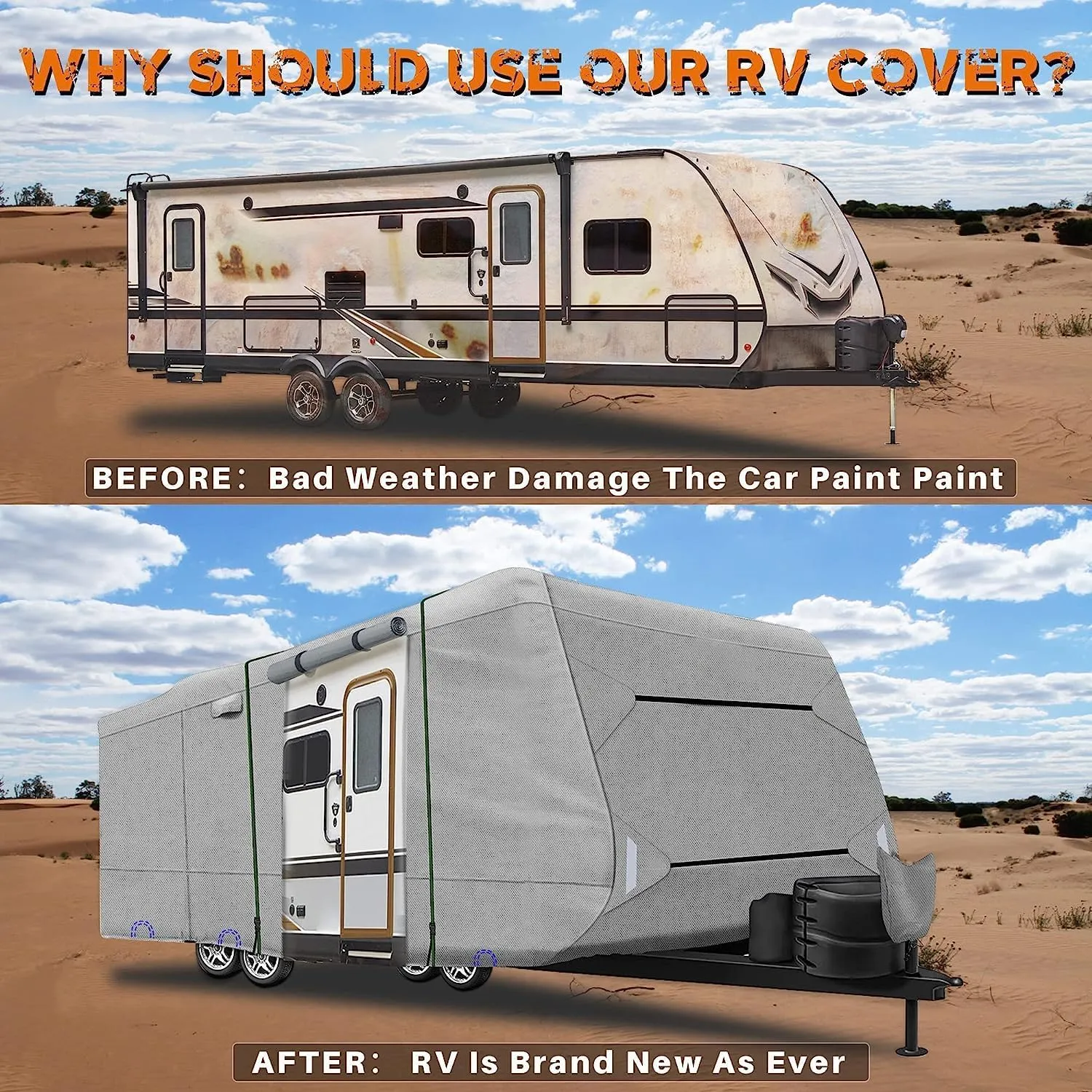 Ultimate Travel Trailer Cover - Waterproof, UV-Resistant, with Storage & Tire Covers