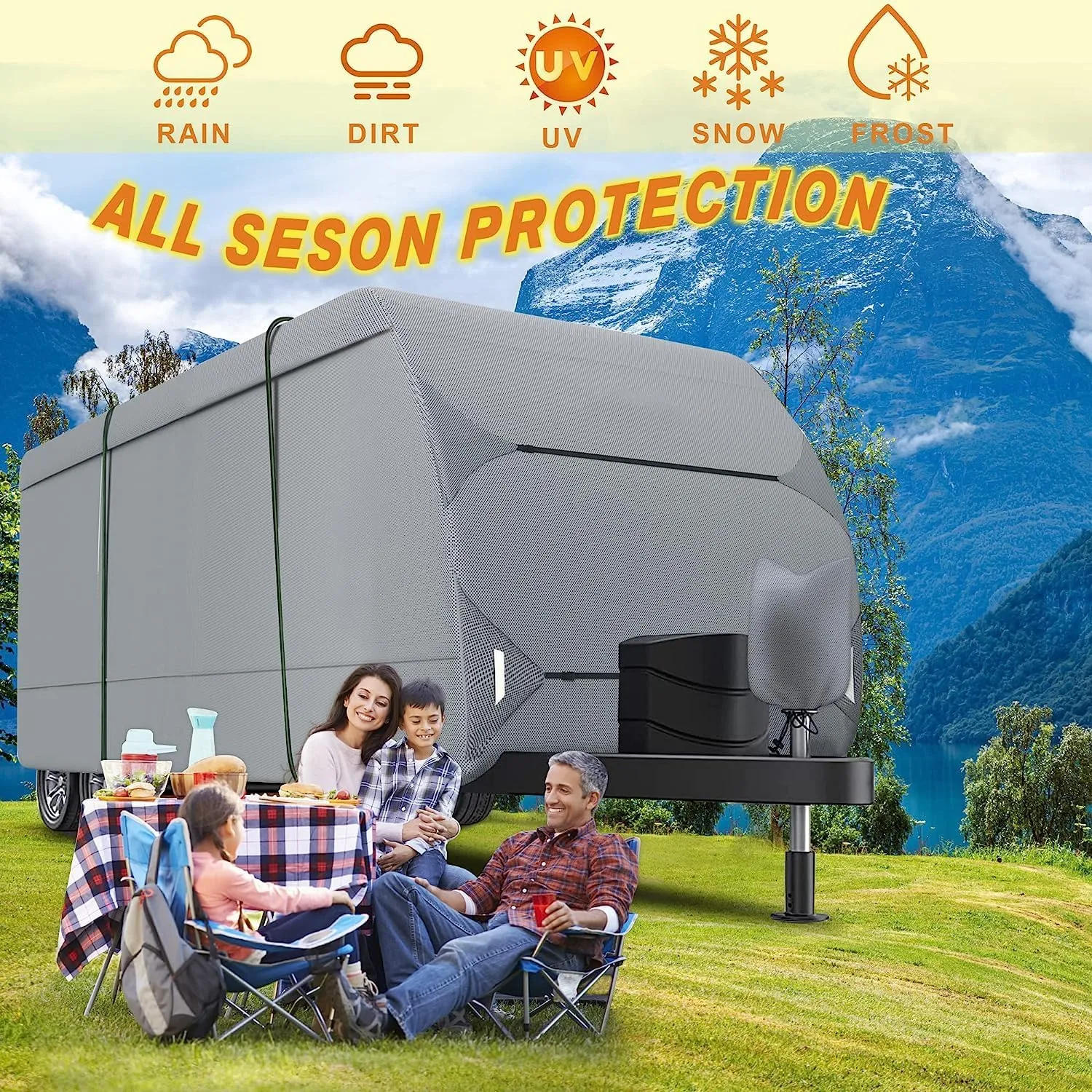 Ultimate Travel Trailer Cover - Waterproof, UV-Resistant, with Storage & Tire Covers