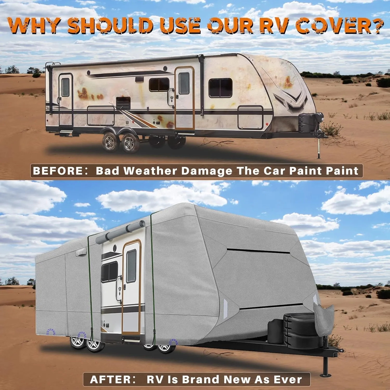 Ultimate Travel Trailer Cover - Waterproof, UV-Resistant, with Storage & Tire Covers