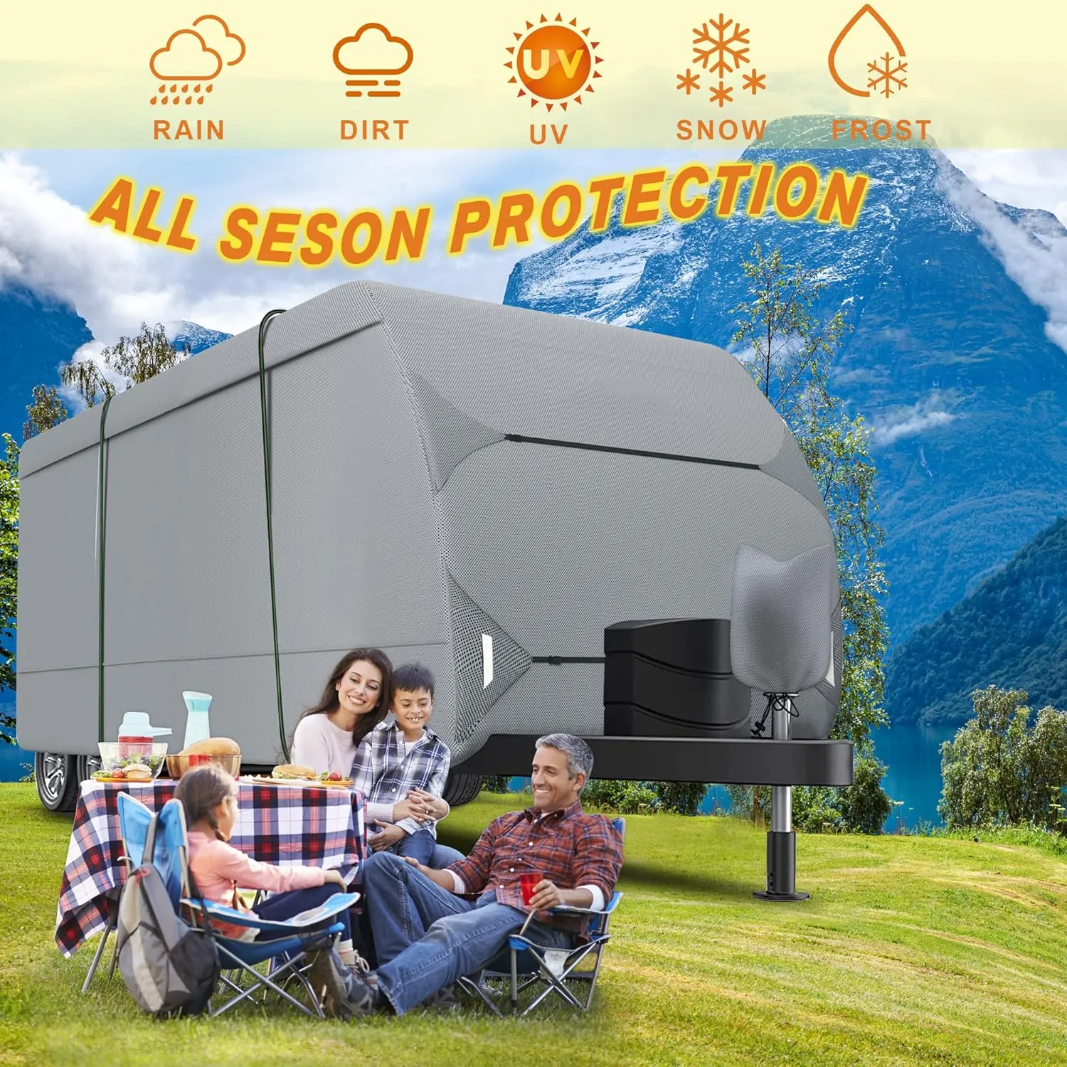 Ultimate Travel Trailer Cover - Waterproof, UV-Resistant, with Storage & Tire Covers