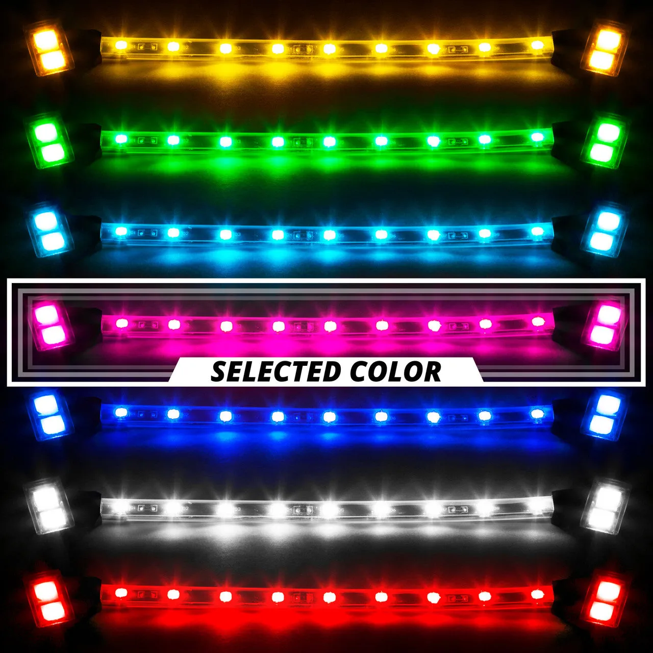 XKGlow Single Color Underglow LED Accent Light Car/ Truck Kit [8x24" Tube   4x8" Strip] Red/ Green/ Blue/ Light Blue/ White/ Amber/ Pink