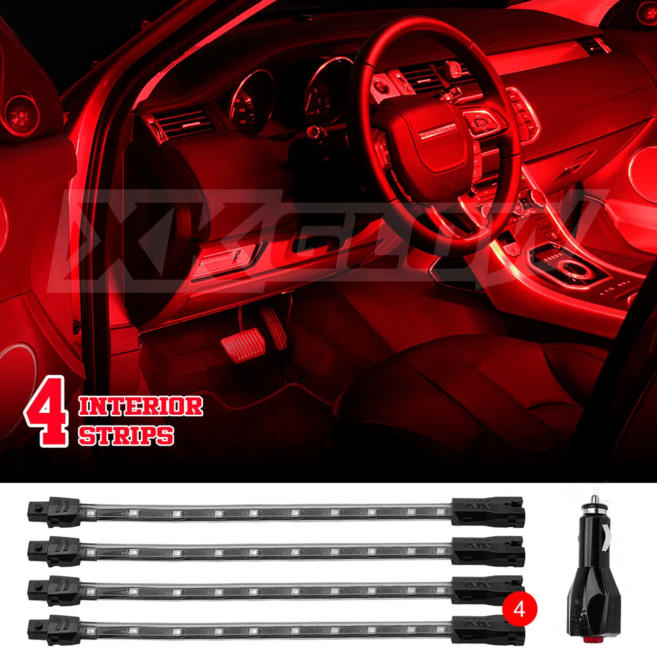 XKGlow Tube Single Color Underglow LED Accent Light Car/ Truck Kit [4pc 8" Strip] Red/ Green/ Blue/ Light Blue/ White/ Amber/ Pink