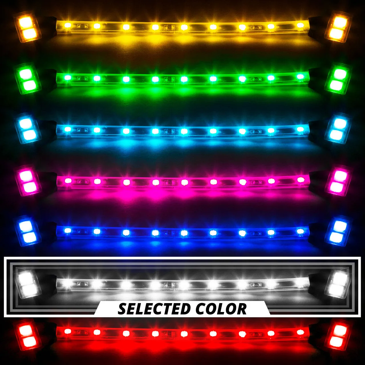 XKGlow Tube Single Color Underglow LED Accent Light Car/ Truck Kit [4pc 8" Strip] Red/ Green/ Blue/ Light Blue/ White/ Amber/ Pink