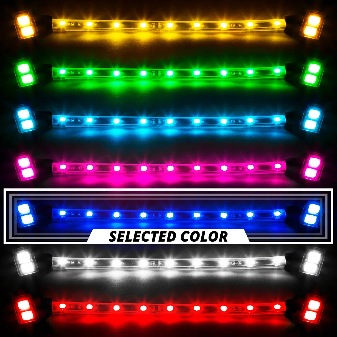 XKGlow Tube Single Color Underglow LED Accent Light Car/ Truck Kit [4pc 8" Strip] Red/ Green/ Blue/ Light Blue/ White/ Amber/ Pink