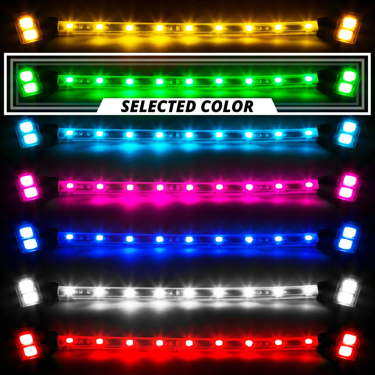 XKGlow Tube Single Color Underglow LED Accent Light Car/ Truck Kit [4pc 8" Strip] Red/ Green/ Blue/ Light Blue/ White/ Amber/ Pink