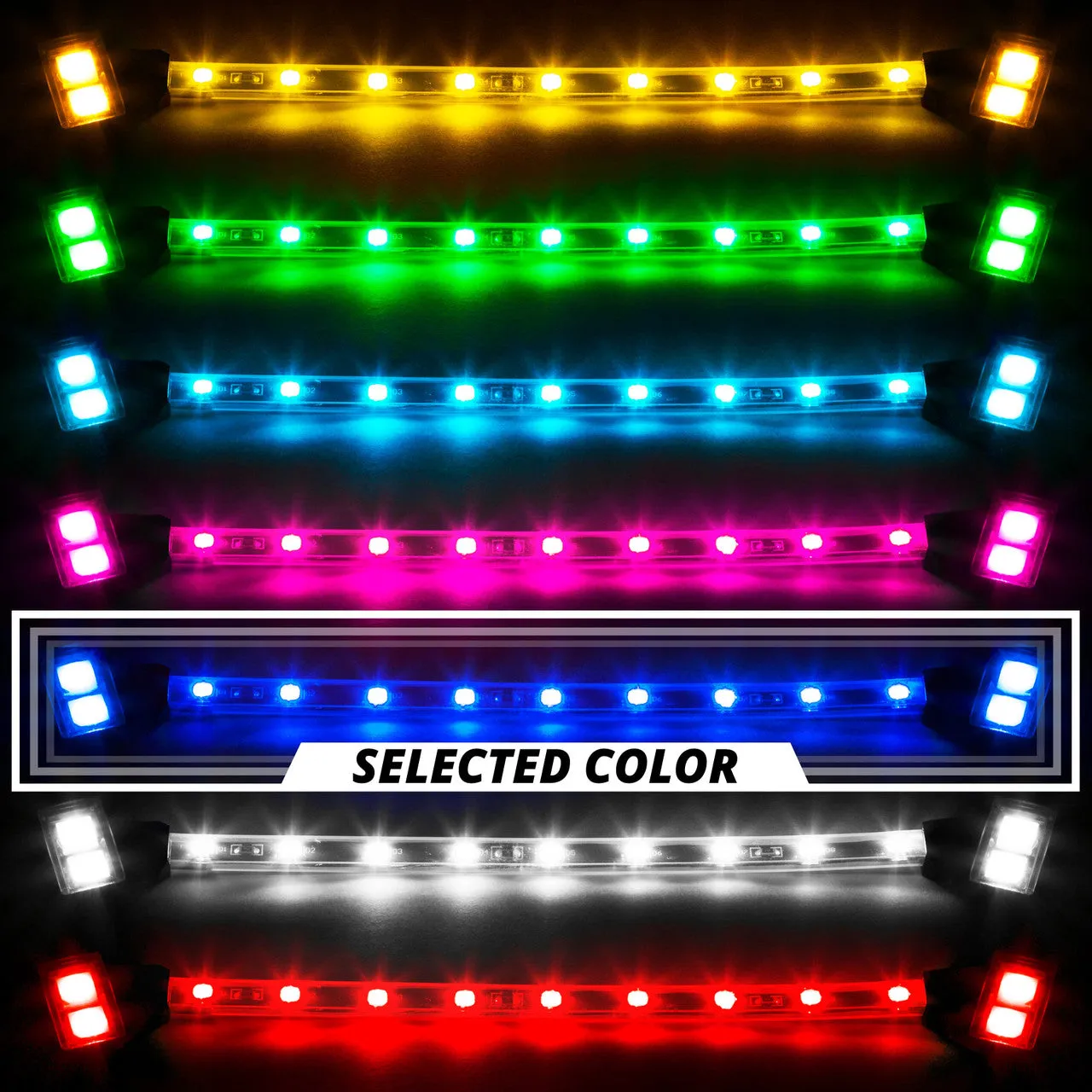 XKGlow Tube Single Color Underglow LED Accent Light Car/ Truck Kit [8pc 24" Strip] Red/ Green/ Blue/ Light Blue/ White/ Amber/ Pink