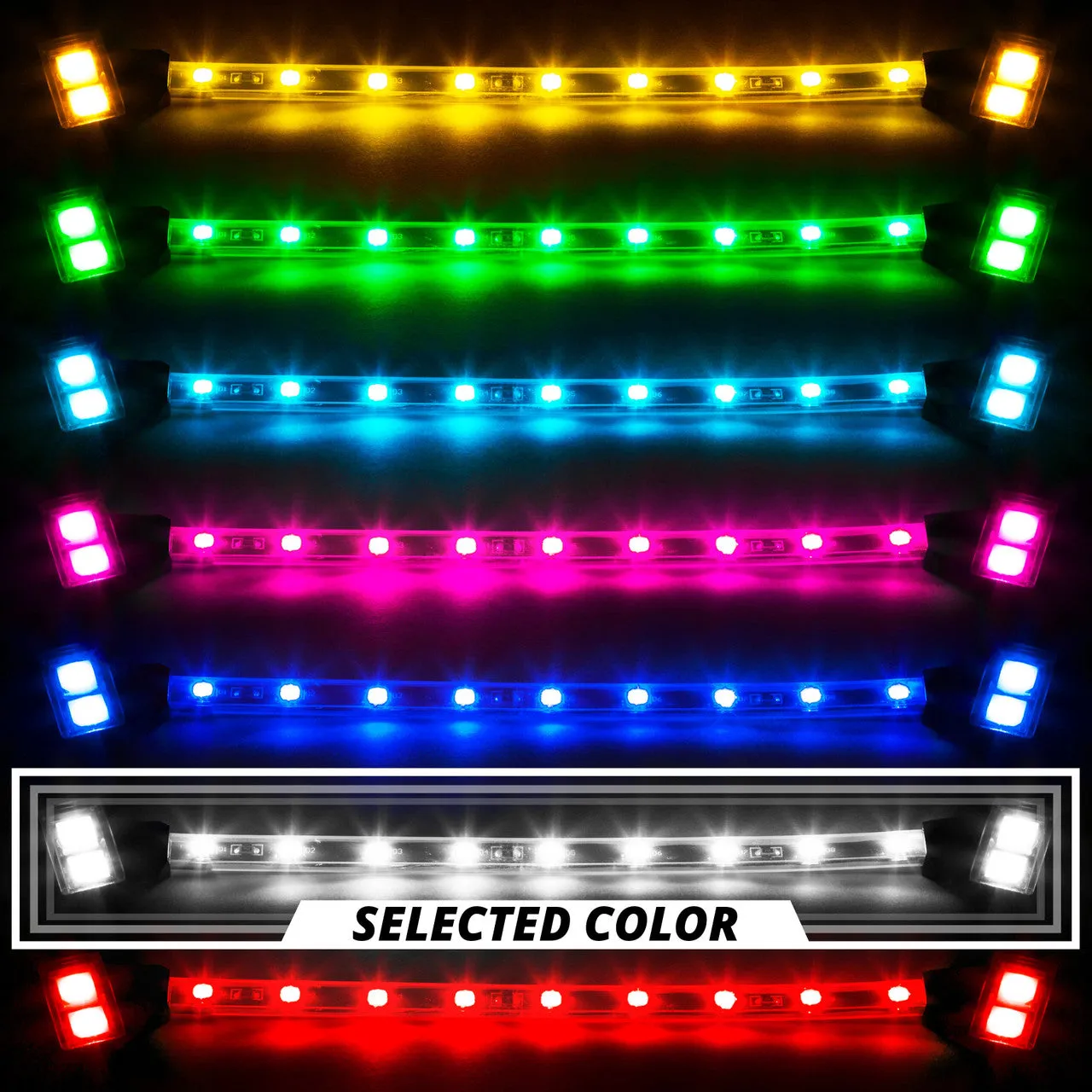 XKGlow Tube Single Color Underglow LED Accent Light Car/ Truck Kit [8pc 24" Strip] Red/ Green/ Blue/ Light Blue/ White/ Amber/ Pink