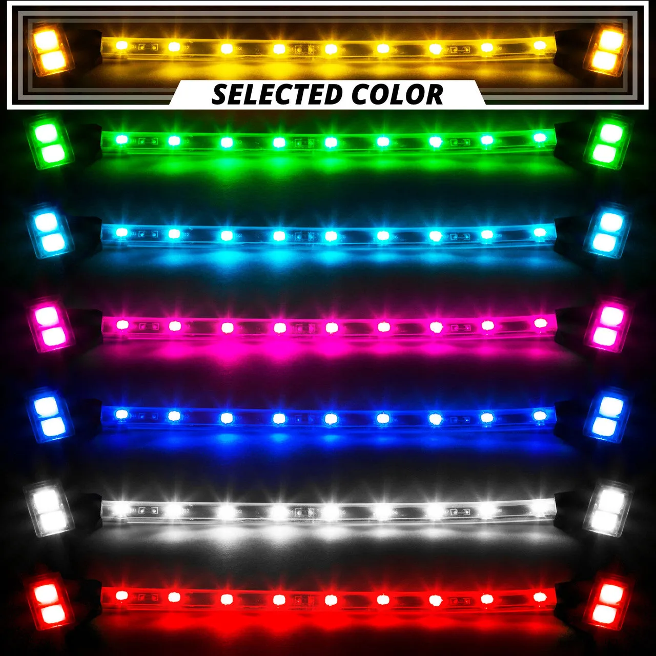 XKGlow Tube Single Color Underglow LED Accent Light Car/ Truck Kit [8pc 24" Strip] Red/ Green/ Blue/ Light Blue/ White/ Amber/ Pink