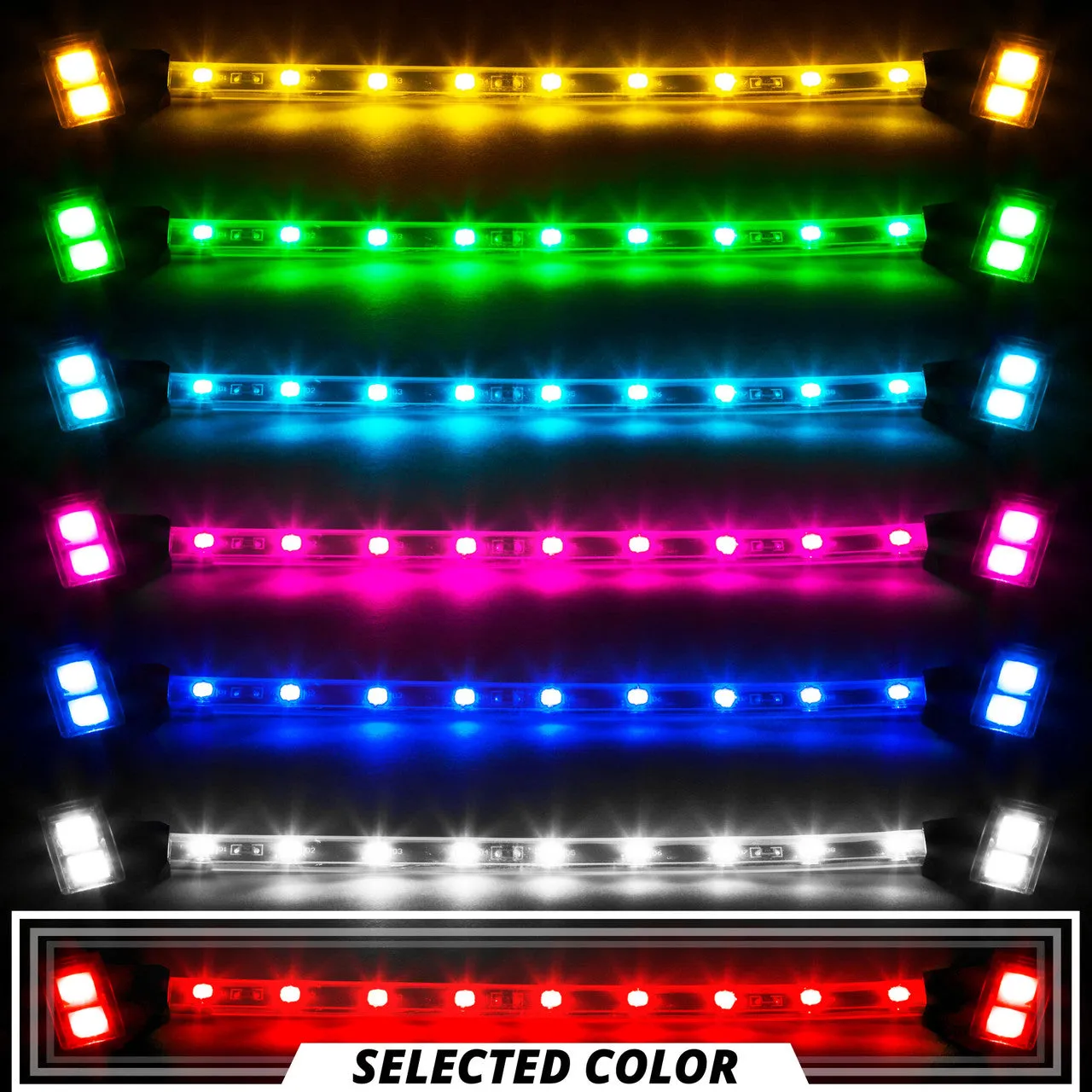 XKGlow Tube Single Color Underglow LED Accent Light Car/ Truck Kit [8pc 24" Strip] Red/ Green/ Blue/ Light Blue/ White/ Amber/ Pink