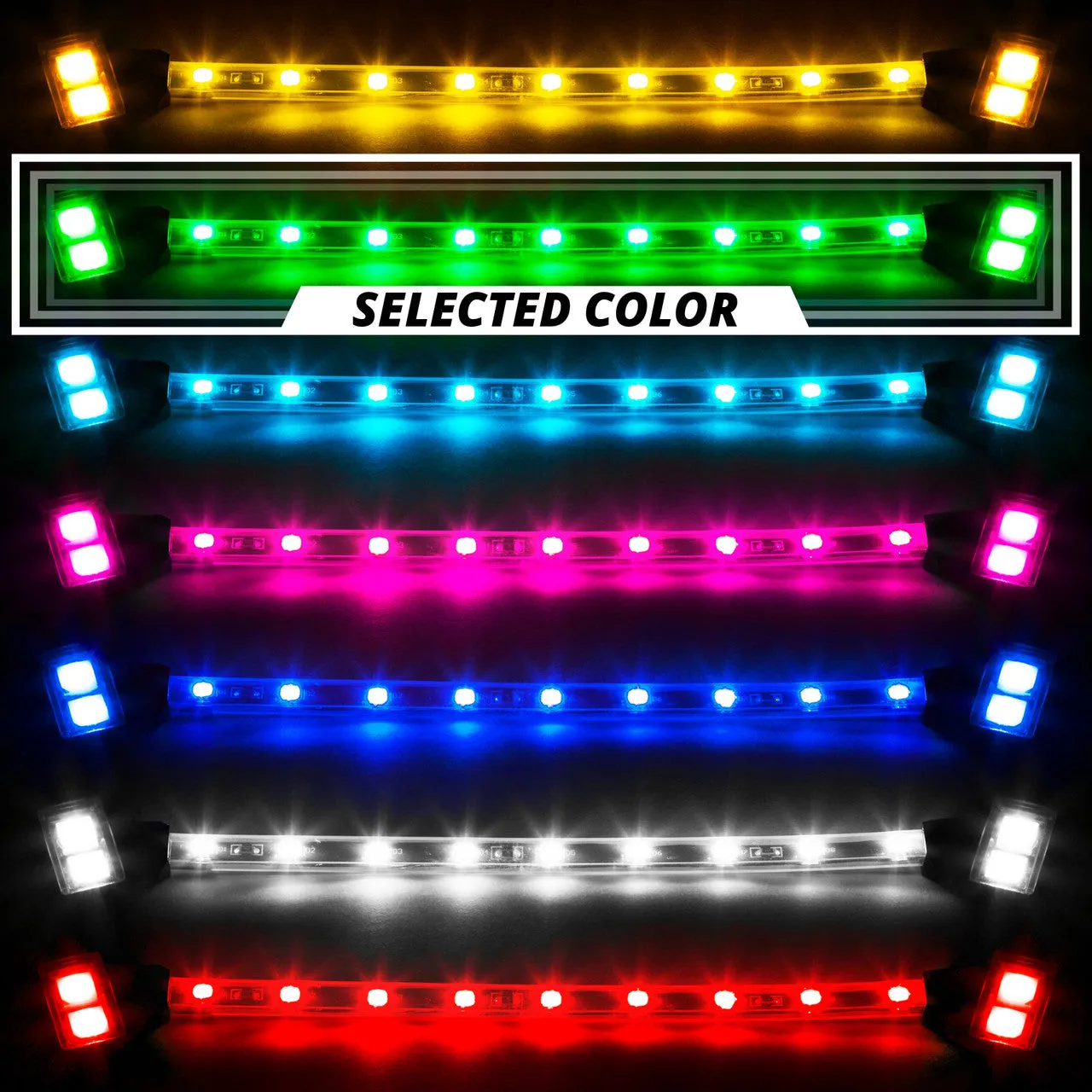 XKGlow Tube Single Color Underglow LED Accent Light Car/ Truck Kit [8pc 24" Strip] Red/ Green/ Blue/ Light Blue/ White/ Amber/ Pink